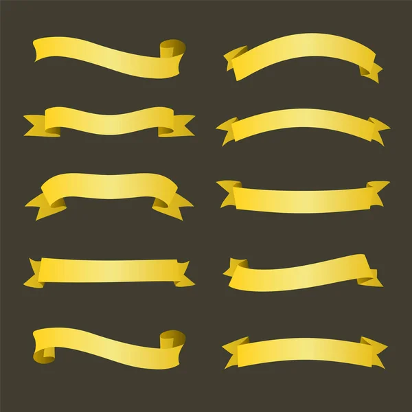 Set van gouden linten banners. Gouden tapes. Vector — Stockvector