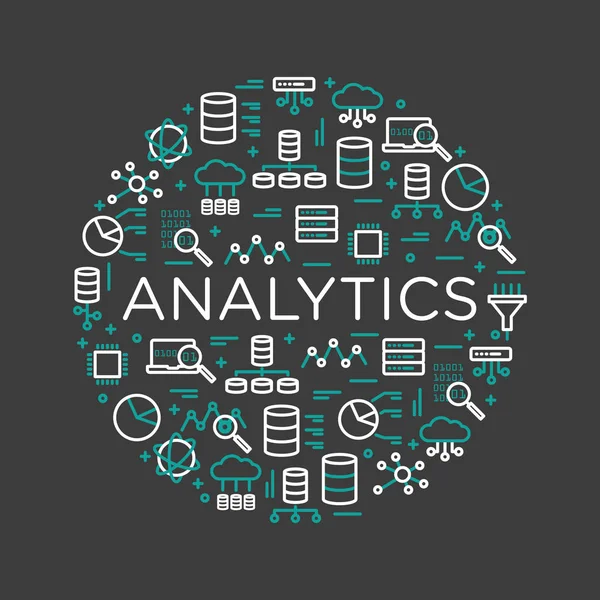 由图标包围的分析单词分析 — 图库矢量图片