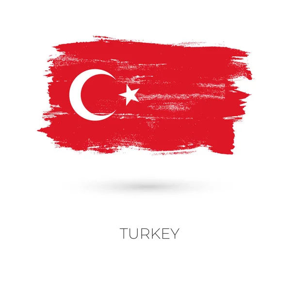 Цветные мазки кисти, раскрашенные в национальный флаг Турции — стоковый вектор