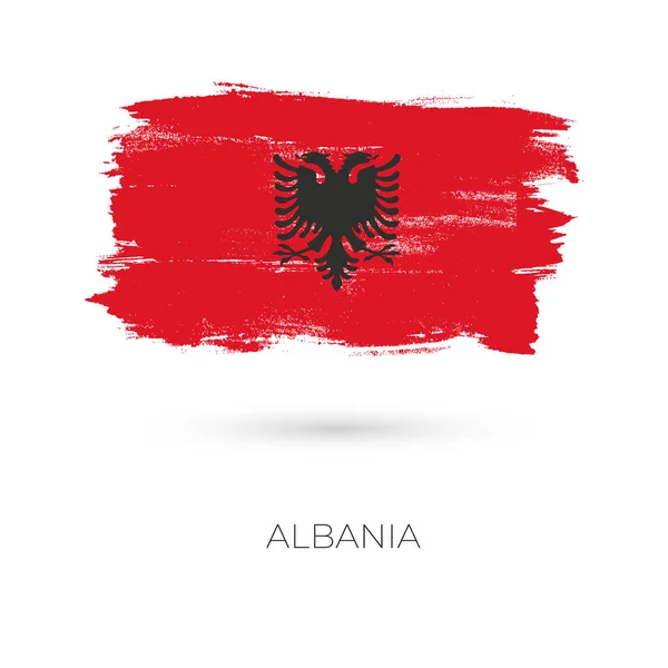 Albania colorful brush strokes painted national country flag — Stock Vector