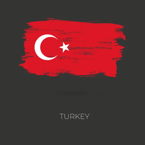 Turchia pennellate colorate dipinte bandiera nazionale icona — Vettoriale Stock