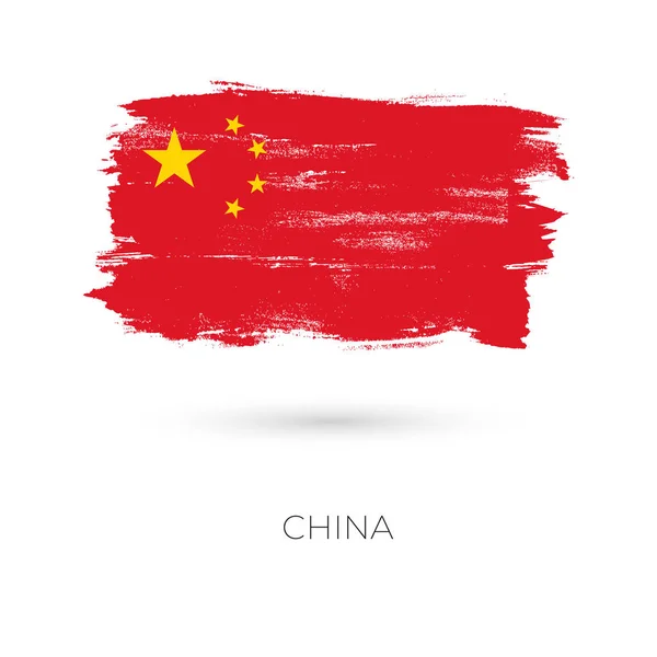 China pinceladas coloridas pintadas icono de la bandera del país nacional . — Vector de stock