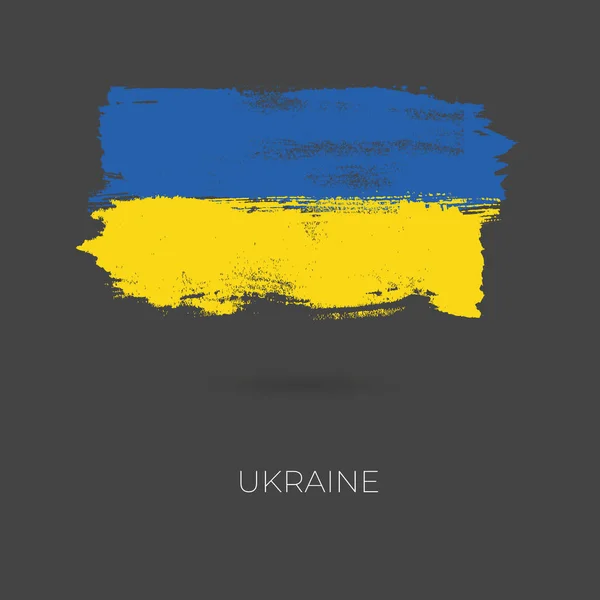 Ucrânia pinceladas coloridas pintado ícone bandeira do país nacional — Vetor de Stock