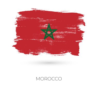 Fas renkli fırça darbeleri ulusal ülke bayrağı simgesi boyalı