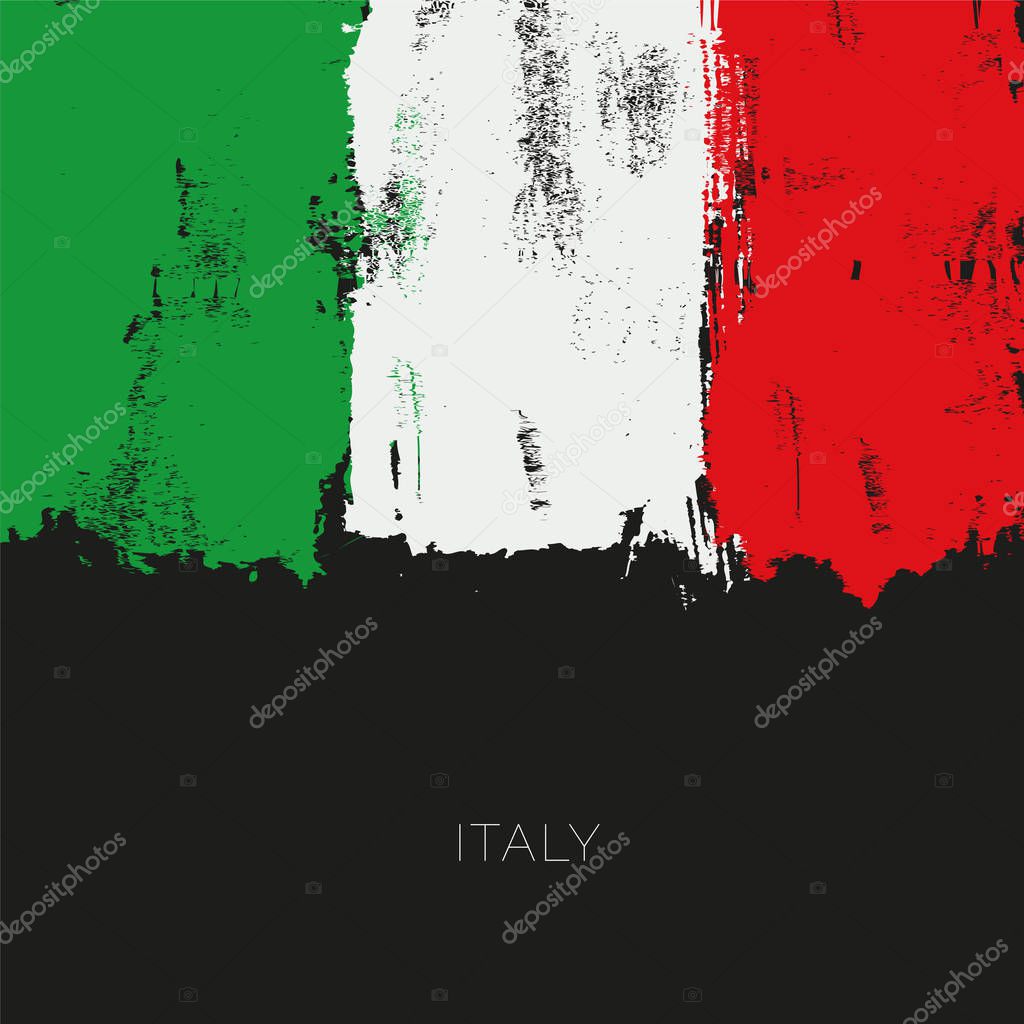 Italy colorful brush strokes painted national country flag icon.