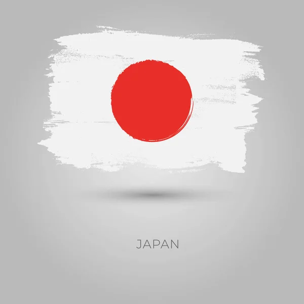 Pinceladas coloridas de Japón pintadas icono de bandera nacional . — Vector de stock