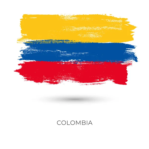 Colombia colorful brush strokes painted national country flag icon — Stock Vector