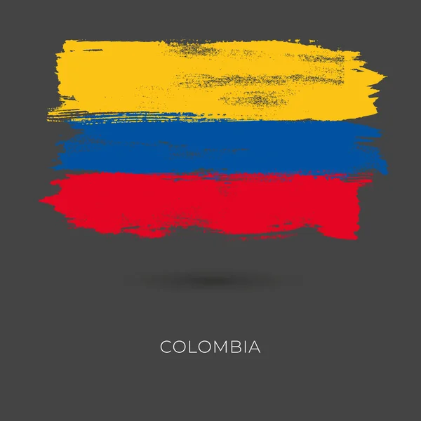 Colombia pinceladas coloridas pintadas icono de bandera nacional del país — Vector de stock