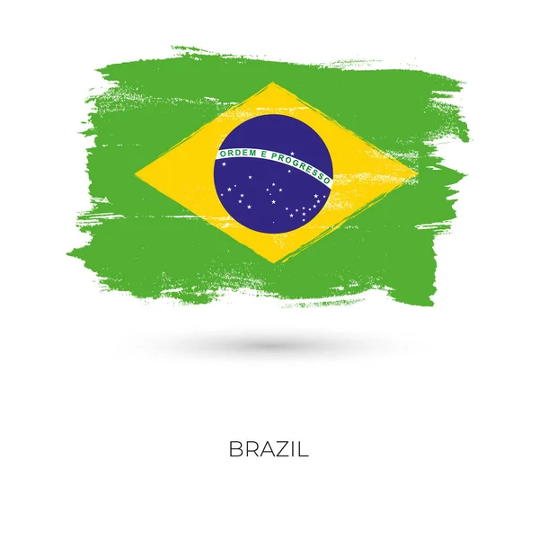 Brezilya renkli fırça darbeleri ulusal ülke bayrağı simgesi boyalı — Stok Vektör