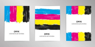 CMYK brush cover design background set A4 format. clipart