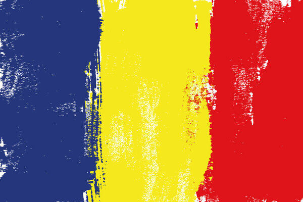 Romania colorful brush strokes painted national country flag icon