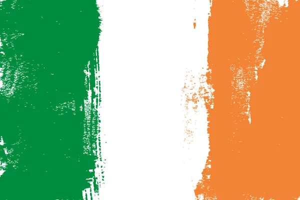 Irland bunte Pinselstriche gemalte Nationalflagge Symbol — Stockvektor