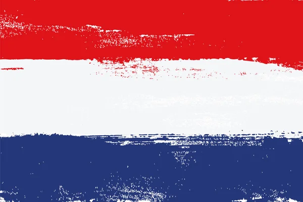 Kleurrijke penseelstreken Nederland nationale land vlag geschilderd — Stockvector