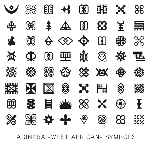 Set of akan and adinkra -west african- symbols vector — Stock Vector