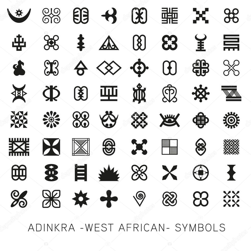 Set of akan and adinkra -west african- symbols vector
