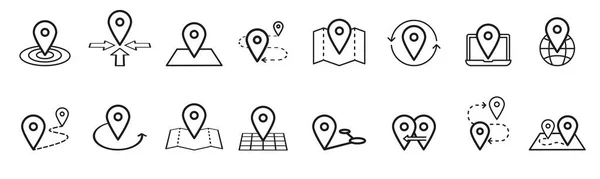 Kaart Pinnen Gerelateerde Pictogram Set Vectorsymbolen Een Witte Achtergrond Eenvoudige — Stockvector