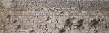 Western duvar ya da ağlama duvarı, Jerusalem, İsrail - panoramik eski şehir