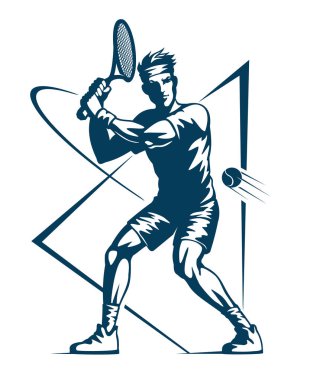 Tenisçi, stilize vektör çizim.