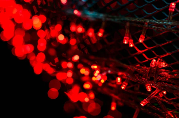 Red Bokeh Fundo Luz Decoração Luz Natal Com Desfocado — Fotografia de Stock