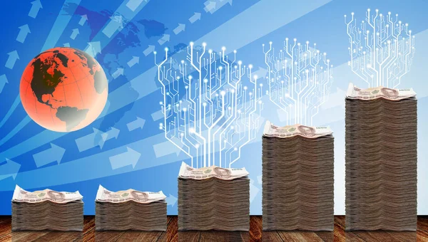 Return Investment Digitaler Baum Der Mit Physischem Geld Aufwächst — Stockfoto