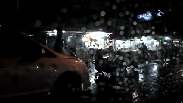 バンコク タイ王国 バンコク市 タイで 2016 日に雨が降っているとストリート ビュー — ストック動画