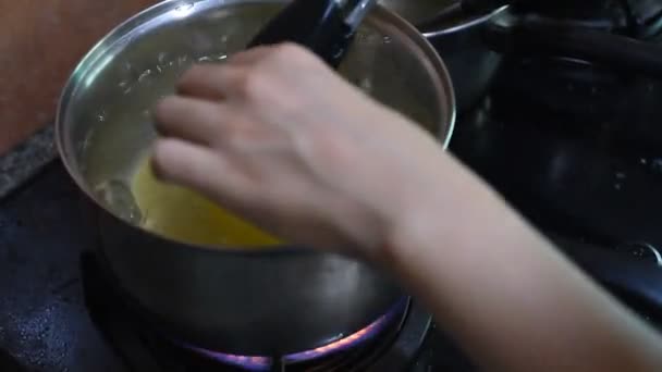 Pastas Hervidas Olla Caliente Hacer Lasaña — Vídeos de Stock