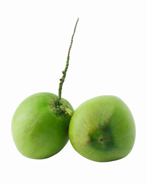 Fruta Coco Verde Isolada Sobre Fundo Branco Alimentos Saudáveis — Fotografia de Stock