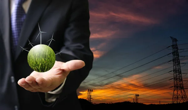 Elektriciteit Uit Windenergie Ecologie Concpet — Stockfoto