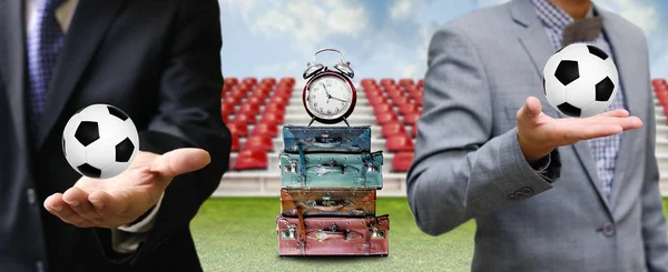 Zeit Reisen Für Fußballspiel Business Konzept — Stockfoto