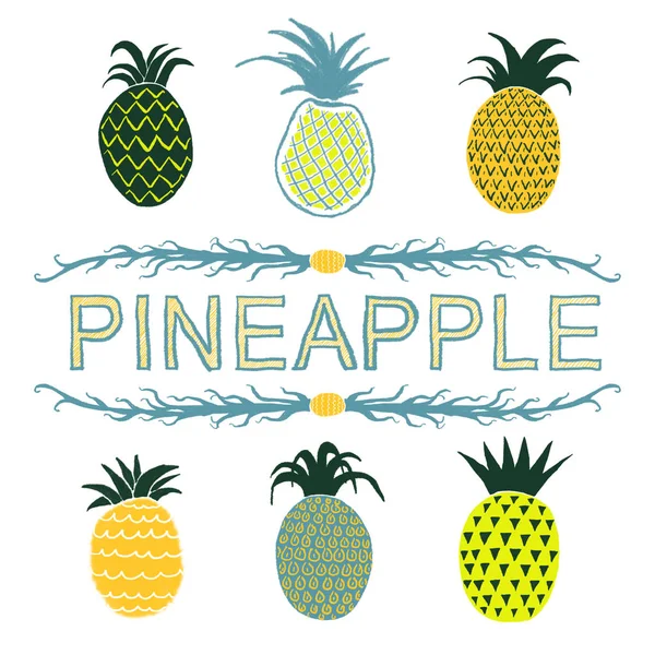 Ananas el Beyaz arka plan üzerinde çizmek