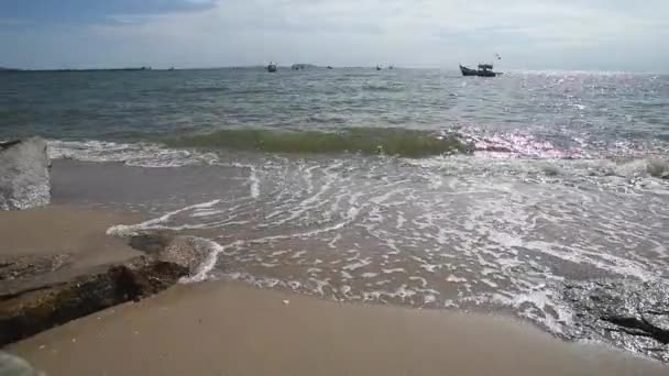 Sea Surf Praia Tiro Mão — Vídeo de Stock