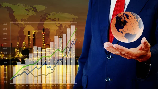 Vezérigazgatója Térkép Növekedés Diagram Eladási Bevétel Világ Energia Petrolkémiai Ipari — Stock Fotó