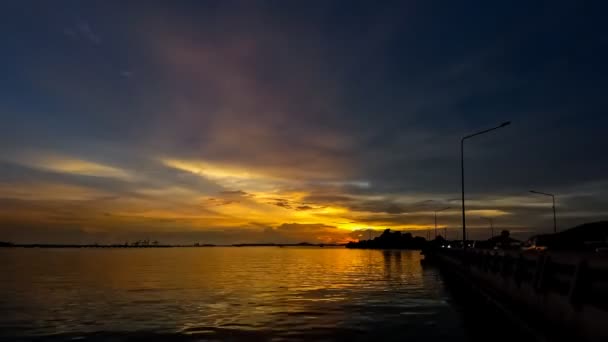 Time Lapse Dramatic Sky Sea Silhouette Island — Stock Video