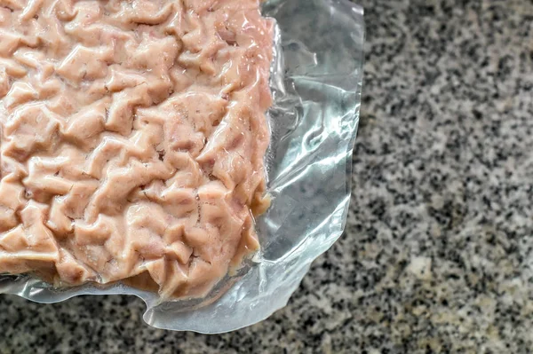 Frozen meat in plastic bag