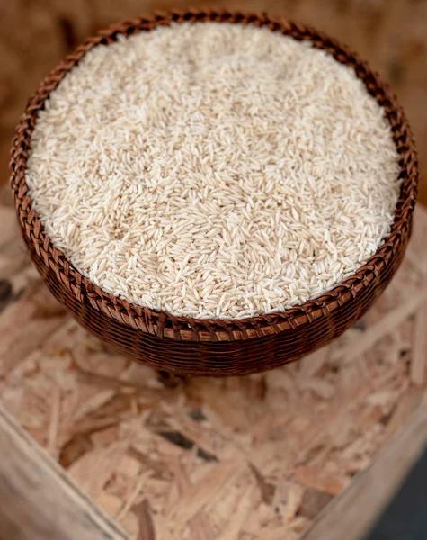 Rýže Retro Koše Zdravé Potraviny — Stock fotografie