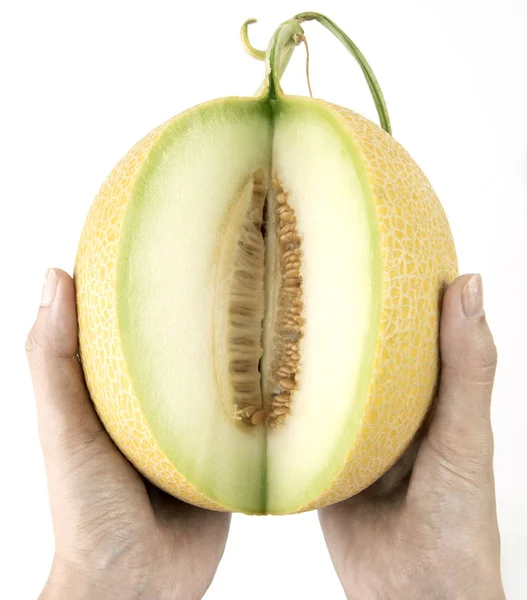 Melon Galia Hand Isolated White Background — Stock Photo, Image