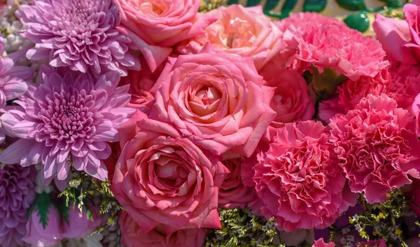 Schöne Blume Hintergrund Rosa Rosen Strauß Nahaufnahme — Stockfoto