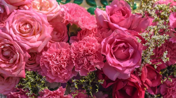 Fin Blomma Bakgrund Rosa Rosor Bukett Närbild — Stockfoto