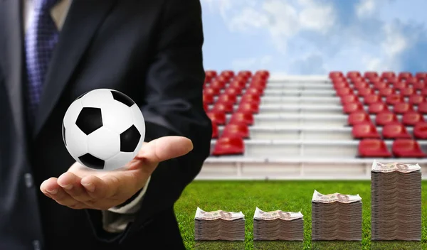 Concetto Calcio Sport Business Palla Mano — Foto Stock