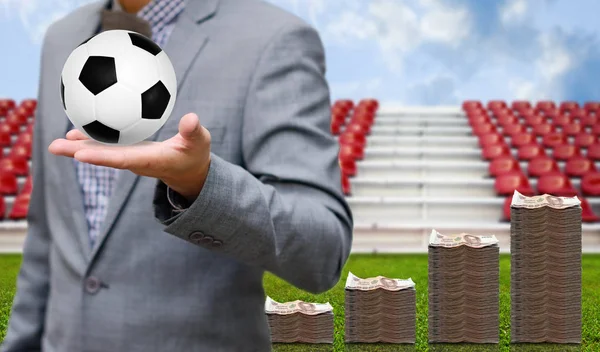 Football Sport Business Concept Ball Hand — Stock Photo, Image