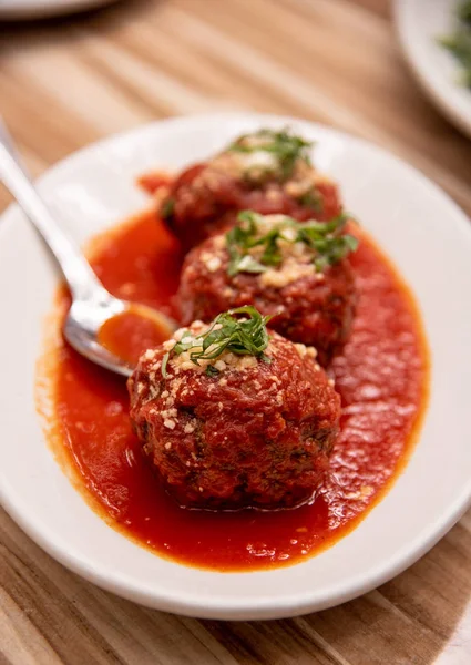 Boulettes Viande Italiennes Sauce Tomate Cuisine Italienne — Photo