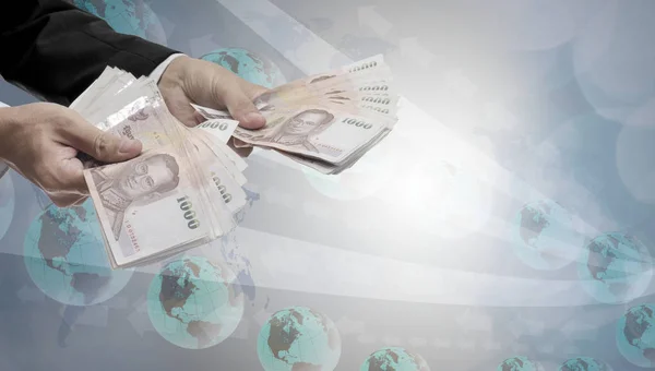 Geschäftsmann Hand Pay Money Payment Technology Concept — Stockfoto