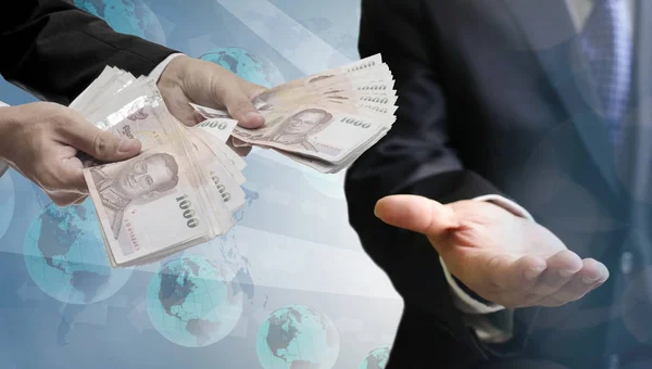 Geschäftsmann Hand Pay Money Payment Technology Concept — Stockfoto