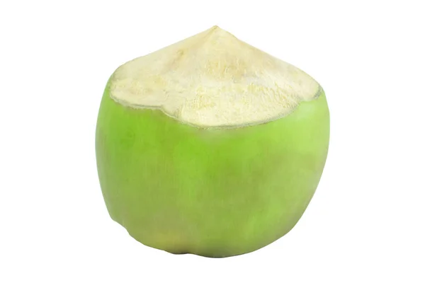 Fruta Coco Verde Pronta Para Beber Isolada Sobre Fundo Branco — Fotografia de Stock