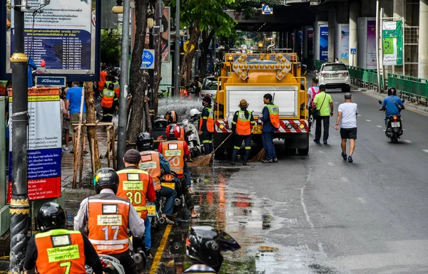 Bangkok Thailand Dec Distriktet Personalen Arbetstagare Rengöring Gångstig December 2018 — Stockfoto