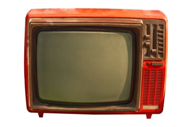 Retro televizyon üzerinde beyaz izole
