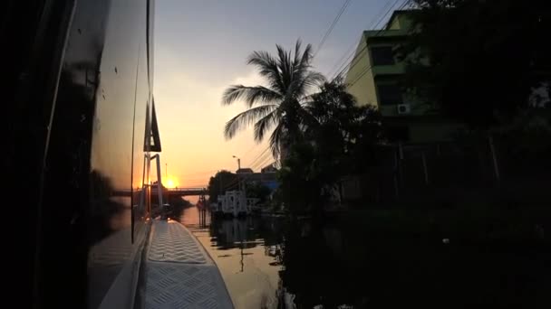 Bangkok Thailand Dec Vista Barco Passageiros Para Cais Situado Lado — Vídeo de Stock