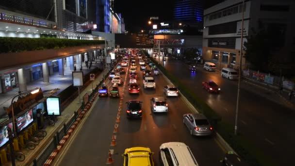 Bangkok Thajsko Únor Noční Provoz Ulici Phaya Thai Road Února — Stock video