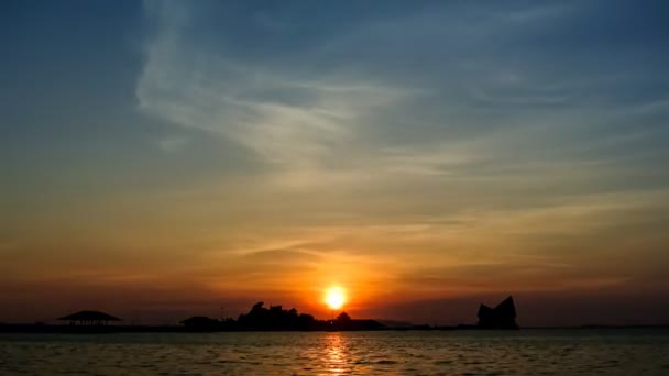 Lasso Tempo Cielo Tramonto Mare Zoom Fuori Tiro — Video Stock