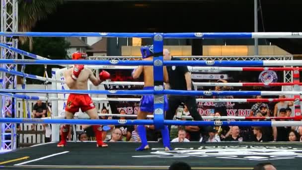 Bangkok Tajlandia Mar Niezidentyfikowany Kick Boxing Fighter Walki Ring Bokserski Wideo Stockowe